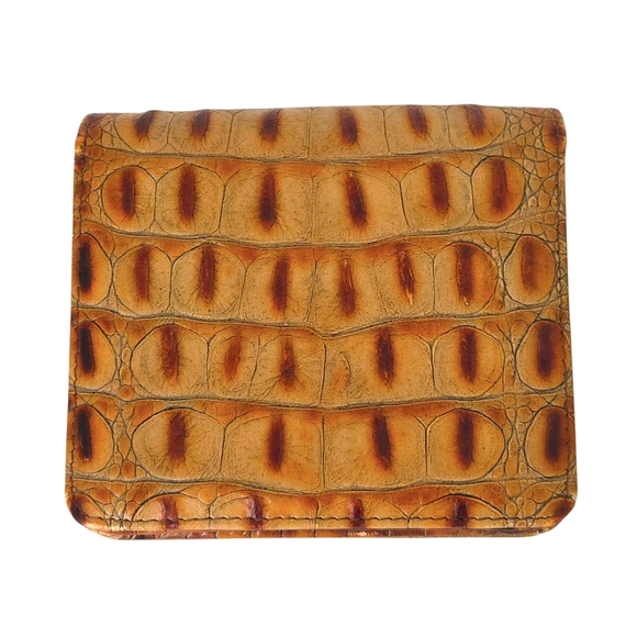 Brahmin Tan Brown Crocodile Melbourne Double-Sided Bifold Wallet - Picture 1 of 9